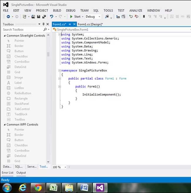 code window will open